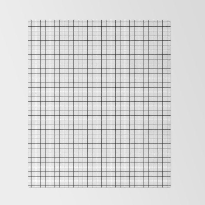 White Grid Black Line Throw Blanket Gallery Image 2