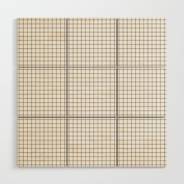 White Grid Black Line Wood Wall Art Gallery Image 1