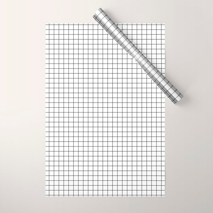 White Grid Black Line Wrapping Paper Gallery Image 1