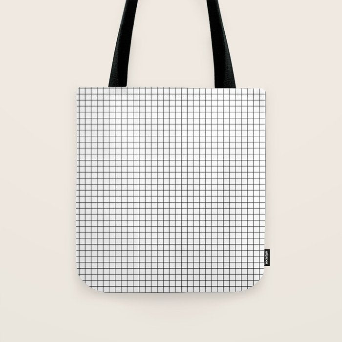 White Grid Black Line Tote Bag Gallery Image 1