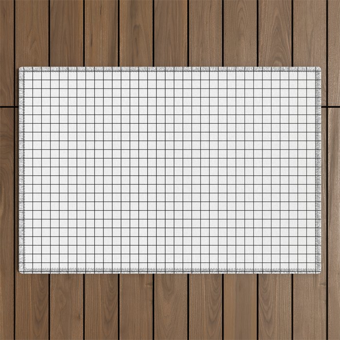 White Grid Black Line Outdoor Rug Gallery Image 1