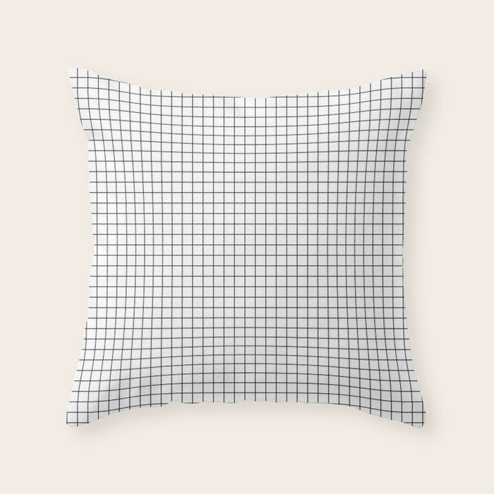 White Grid Black Line Throw Pillow Gallery Image 6