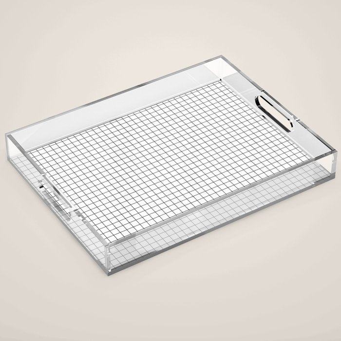 White Grid Black Line Acrylic Tray Gallery Image 1