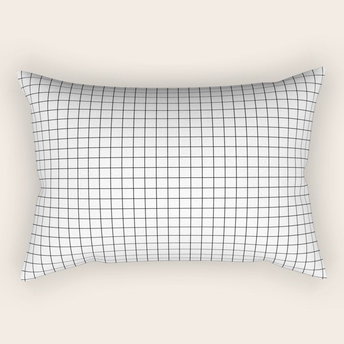 White Grid Black Line Rectangular Pillow Gallery Image 2