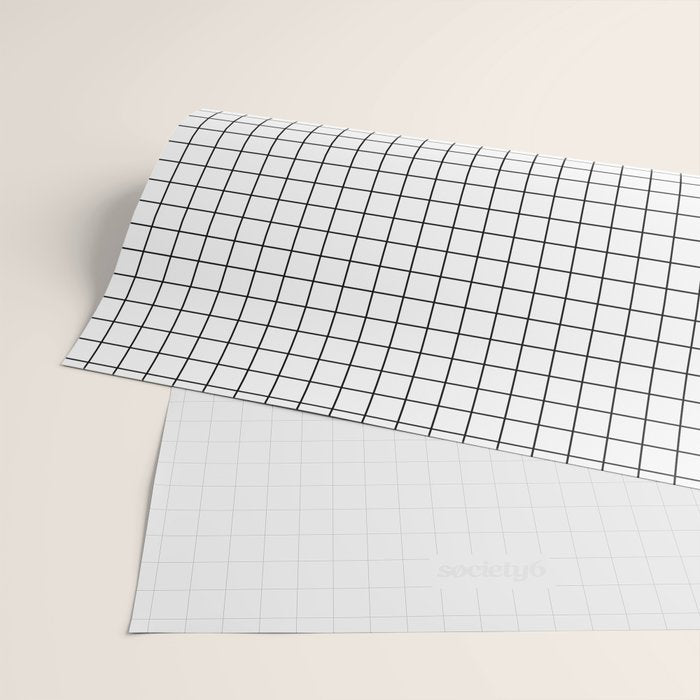 White Grid Black Line Wrapping Paper Gallery Image 2