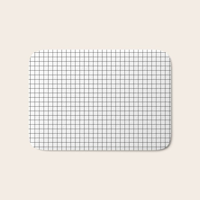 White Grid Black Line Bath Mat Gallery Image 1