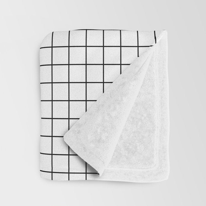 White Grid Black Line Throw Blanket Gallery Image 3
