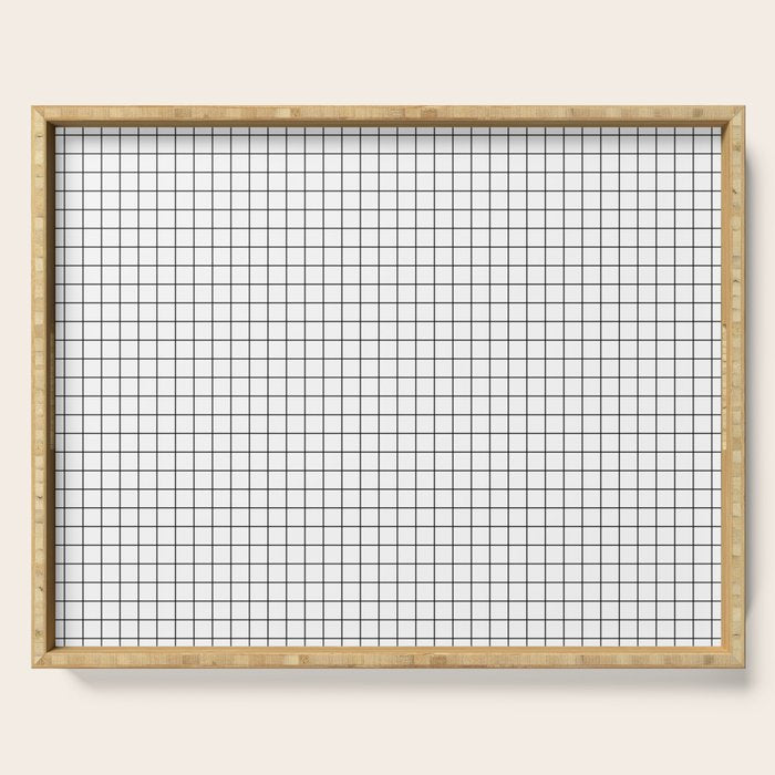 White Grid Black Line Serving Tray Gallery Image 1