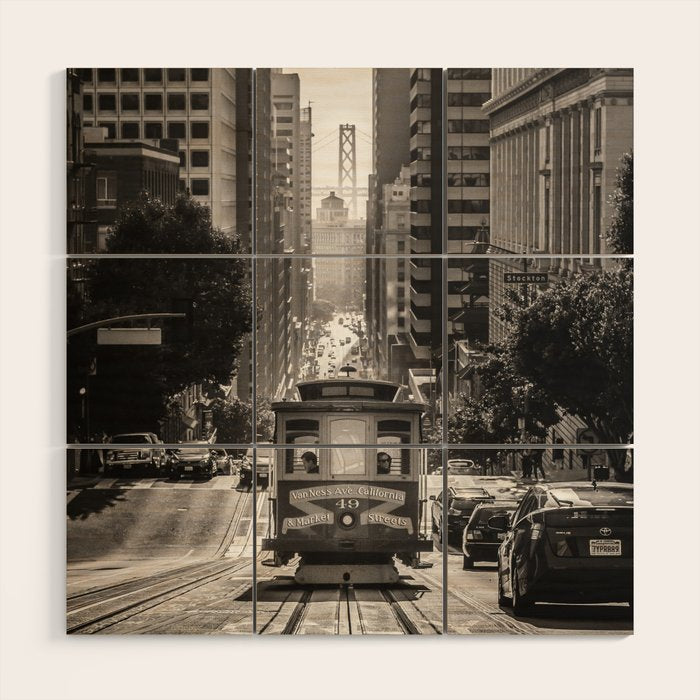 San Francisco Cable Car Wood Wall Art Gallery Image 1