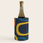 Fine Loops Mid Century Modern Pattern Blue Orange Mustard Wine Chiller Gallery Image 1