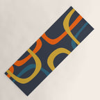 Fine Loops Mid Century Modern Pattern Blue Orange Mustard Yoga Mat Gallery Image 1