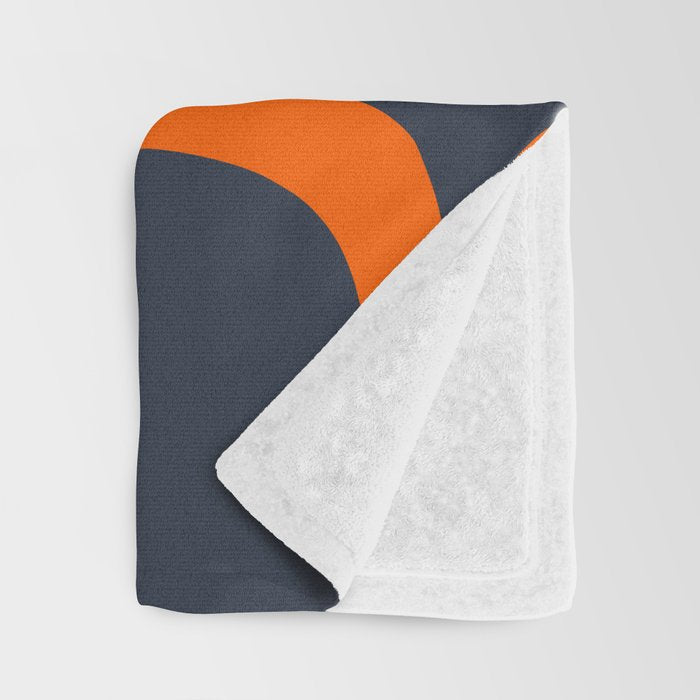Fine Loops Mid Century Modern Pattern Blue Orange Mustard Throw Blanket Gallery Image 3