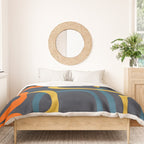 Fine Loops Mid Century Modern Pattern Blue Orange Mustard Duvet Cover Gallery Image 3