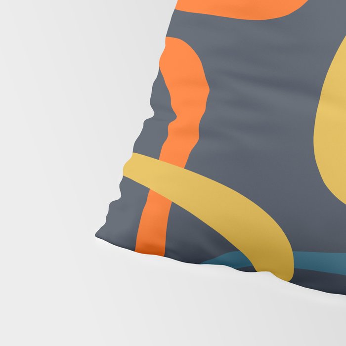 Fine Loops Mid Century Modern Pattern Blue Orange Mustard Pillow Sham Gallery Image 4
