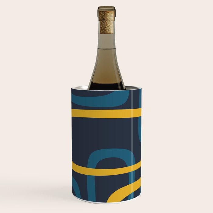 Fine Loops Mid Century Modern Pattern Blue Orange Mustard Wine Chiller Gallery Image 3