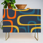 Fine Loops Mid Century Modern Pattern Blue Orange Mustard Credenza Gallery Image 1