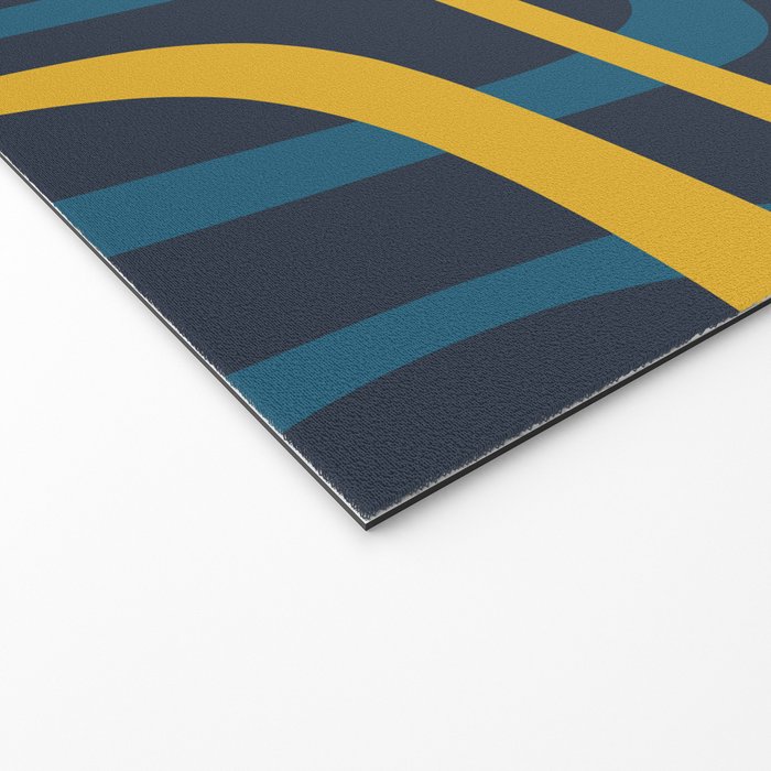 Fine Loops Mid Century Modern Pattern Blue Orange Mustard Welcome Mat Gallery Image 2