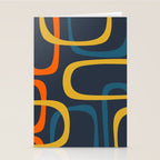 Fine Loops Mid Century Modern Pattern Blue Orange Mustard Stationery Card Gallery Image 2