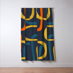 Fine Loops Mid Century Modern Pattern Blue Orange Mustard Window Curtain Gallery Image 3