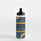 Fine Loops Mid Century Modern Pattern Blue Orange Mustard Water Bottle Gallery Image 2