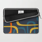 Fine Loops Mid Century Modern Pattern Blue Orange Mustard Laptop Sleeve Gallery Image 2