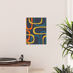 Fine Loops Mid Century Modern Pattern Blue Orange Mustard Poster Gallery Image 2