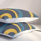 Fine Loops Mid Century Modern Pattern Blue Orange Mustard Pillow Sham Gallery Image 3
