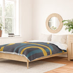 Fine Loops Mid Century Modern Pattern Blue Orange Mustard Duvet Cover Gallery Image 2