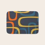 Fine Loops Mid Century Modern Pattern Blue Orange Mustard Bath Mat Gallery Image 1