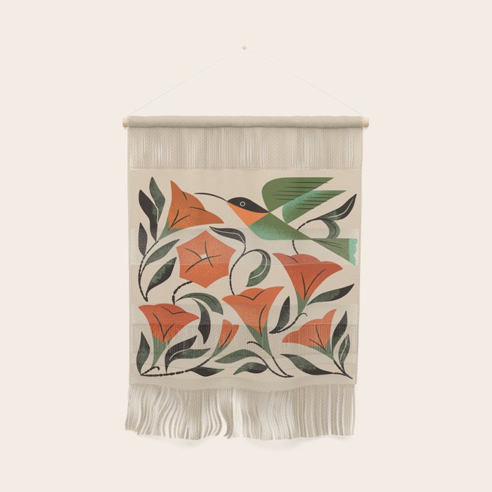 Hummingbird and Trumpet Flowers Wall Hanging Gallery Image 1