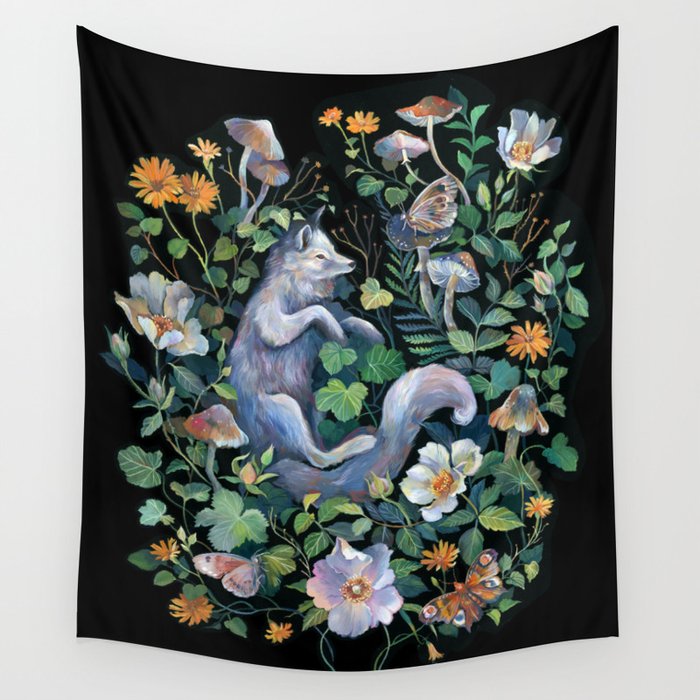 White Fox Garden Wall Tapestry Gallery Image 4