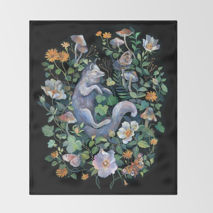 White Fox Garden Throw Blanket Gallery Image 2