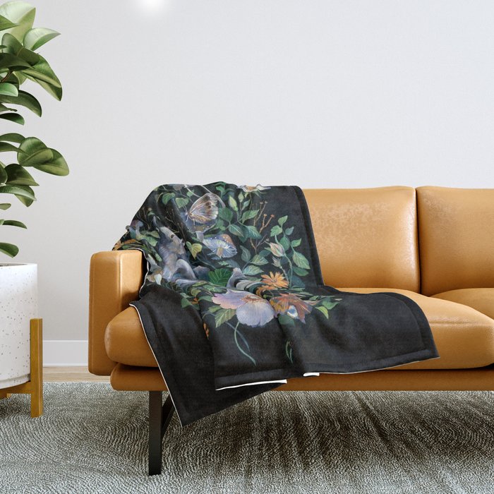 White Fox Garden Throw Blanket Gallery Image 1