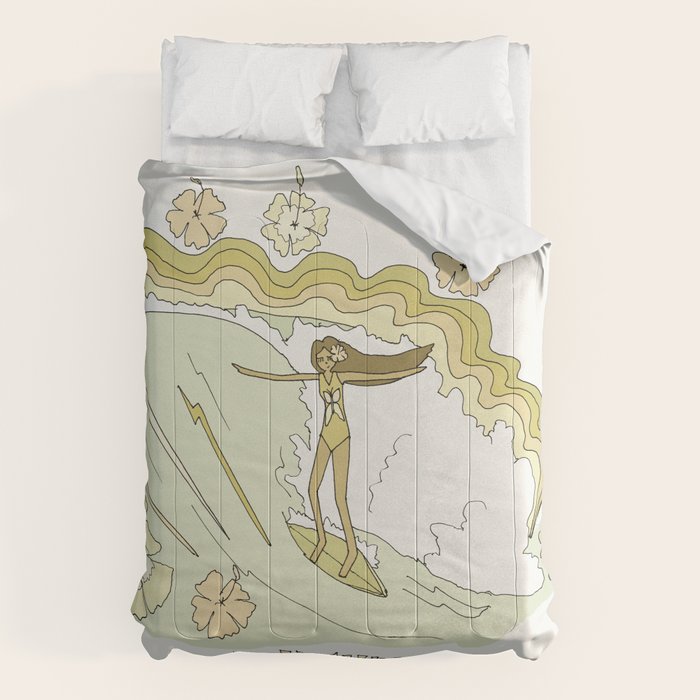 rell sunn queen of aloha // retro surf art by surfy birdy  Comforter Gallery Image 6