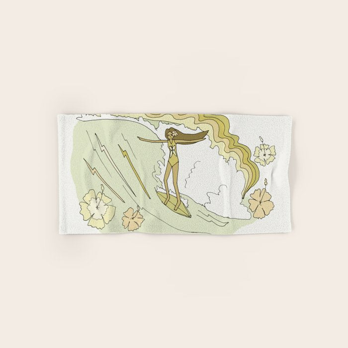 rell sunn queen of aloha // retro surf art by surfy birdy  Bath Towel Gallery Image 1
