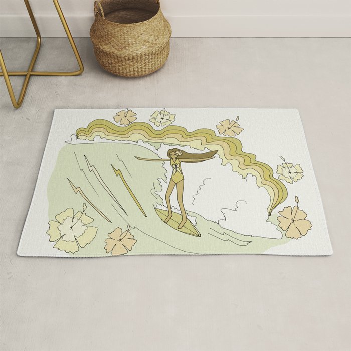 rell sunn queen of aloha // retro surf art by surfy birdy  Rug Gallery Image 1