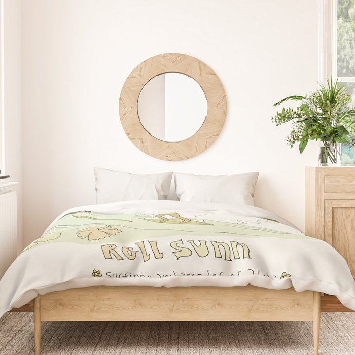 rell sunn queen of aloha // retro surf art by surfy birdy  Duvet Cover Gallery Image 3