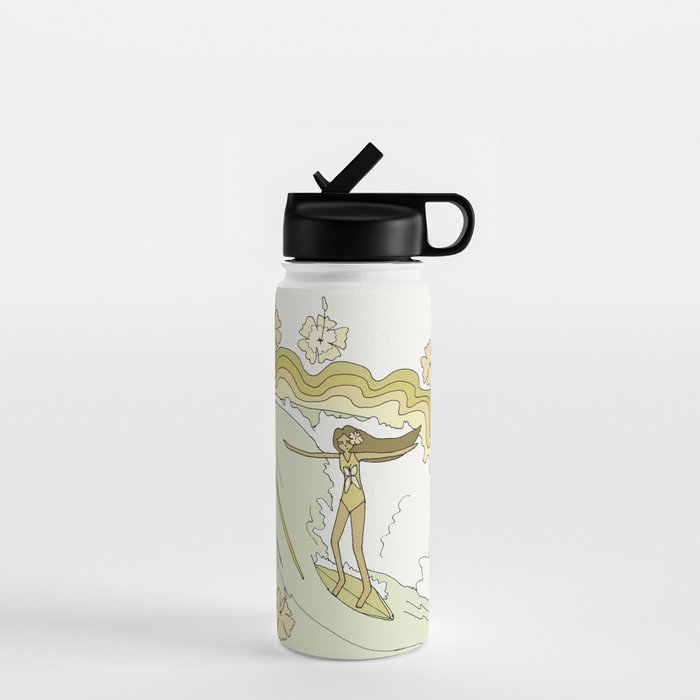 rell sunn queen of aloha // retro surf art by surfy birdy  Water Bottle Gallery Image 1
