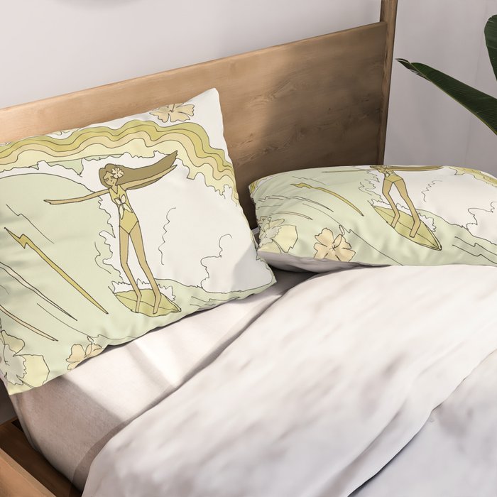rell sunn queen of aloha // retro surf art by surfy birdy  Pillow Sham Gallery Image 2