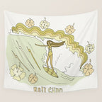 rell sunn queen of aloha // retro surf art by surfy birdy  Wall Tapestry Gallery Image 4