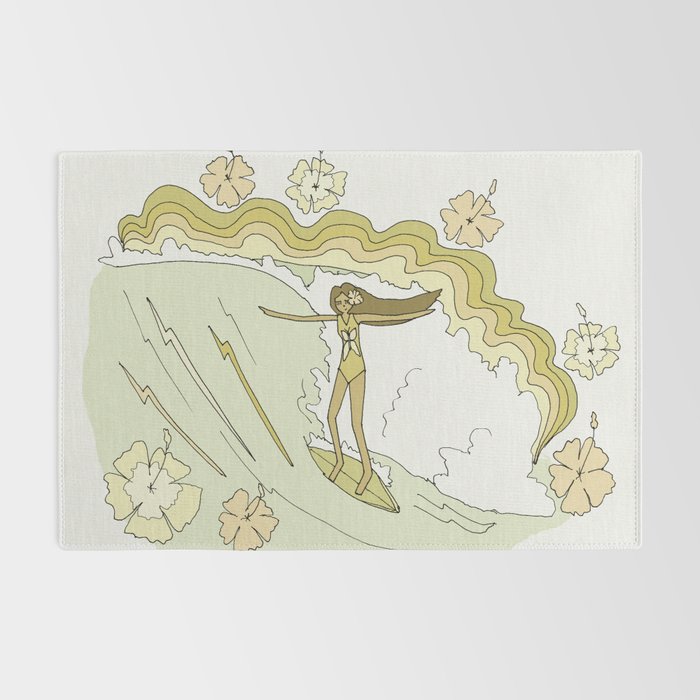 rell sunn queen of aloha // retro surf art by surfy birdy  Rug Gallery Image 2