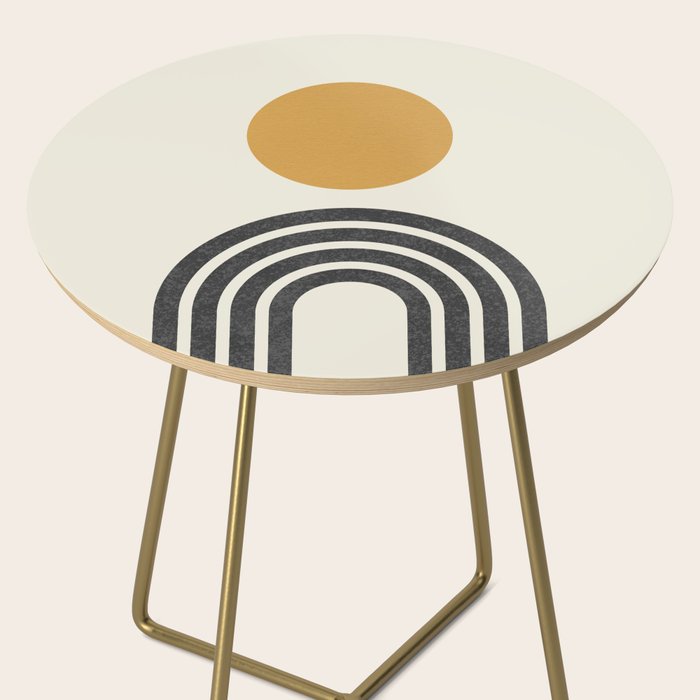 Mid century modern gold sun and black rainbow Side Table Gallery Image 2