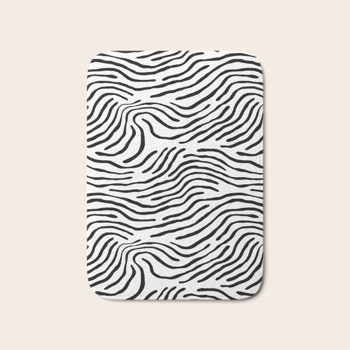 Black and white zebra stripe print art pattern Bath Mat Gallery Image 1