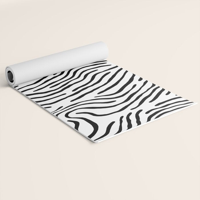 Black and white zebra stripe print art pattern Yoga Mat Gallery Image 2