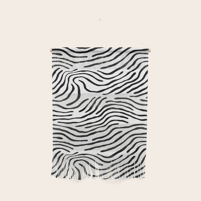 Black and white zebra stripe print art pattern Wall Hanging Gallery Image 1