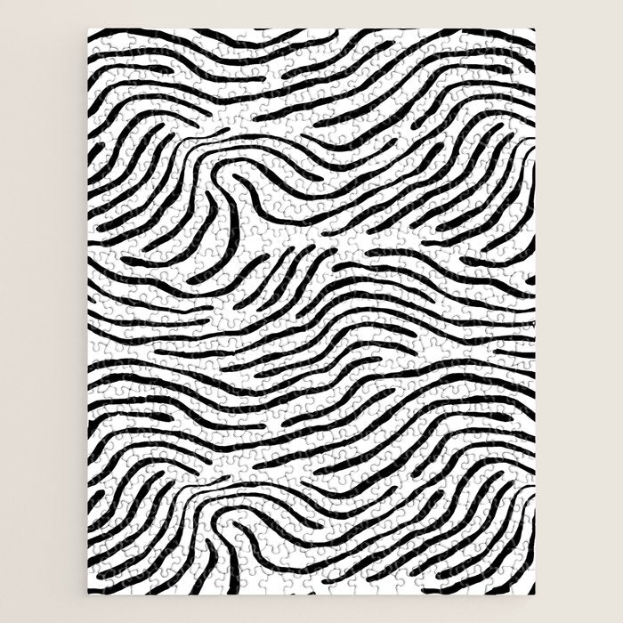Black and white zebra stripe print art pattern Jigsaw Puzzle Gallery Image 1