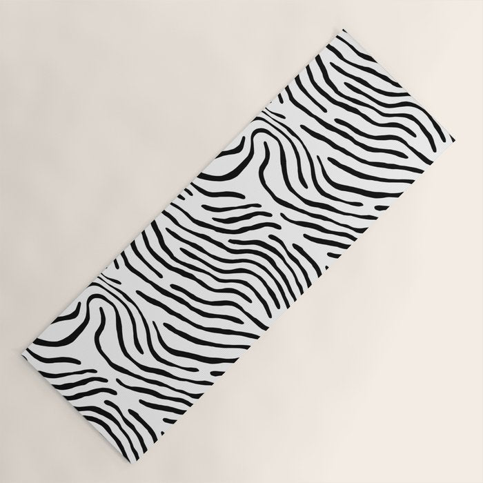 Black and white zebra stripe print art pattern Yoga Mat Gallery Image 1