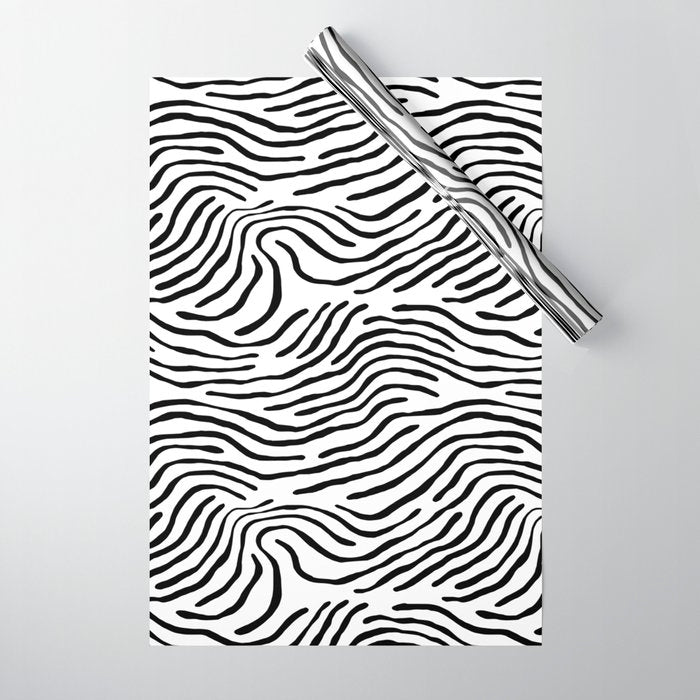 Black and white zebra stripe print art pattern Wrapping Paper Gallery Image 1