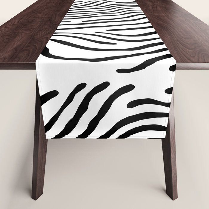 Black and white zebra stripe print art pattern Table Runner Gallery Image 1