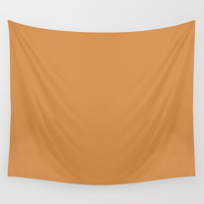Cantaloupe Orange Muted Solid Color Wall Tapestry Gallery Image 4